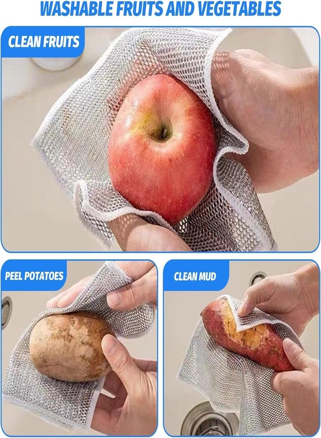 Tusmad Non-Scratch Dish Wash Cloth Steel Wire Dish Cloth, Wire Dishwashing Rags for Wet and Dry Stainless Steel Scrubber Non-Scratch Wire Dishcloth for Washing Dishes Sinks Counters Pack 20 - Image 3